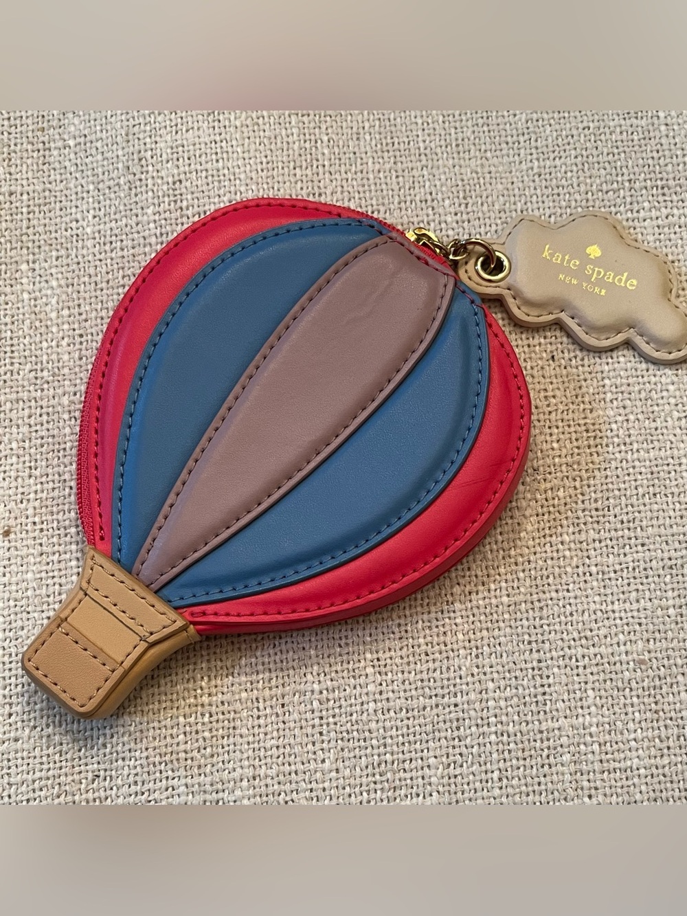 Kate Spade Leather Hot Air Balloon Coin Purse Wallet CC Holder Lipstick Case - Picture 1 of 8